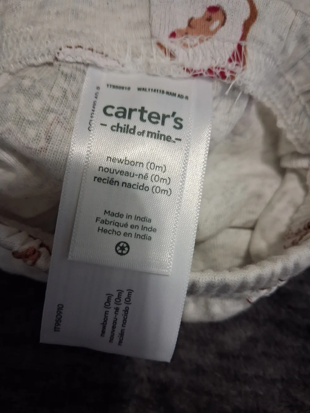 NWT Carters Christmas Outfit/Pajamas Grey Santa Claus Size NB